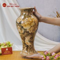 Lọ Hoa Vẽ Tay Phù Dung Vàng