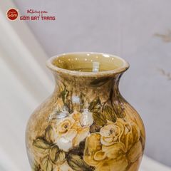 Lọ Hoa Vẽ Tay Phù Dung Vàng