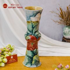 Lọ Hoa Vẽ Tay Sen Đỏ