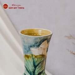 Lọ Hoa Vẽ Tay Sen Đỏ