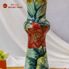 Lọ Hoa Vẽ Tay Sen Đỏ