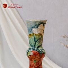 Lọ Hoa Vẽ Tay Sen Đỏ