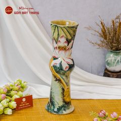 Lọ Hoa Vẽ Tay Sen Hồng