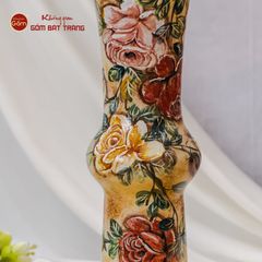 Lọ Hoa Vẽ Tay Vẽ Hoa Hồng Dáng Ống