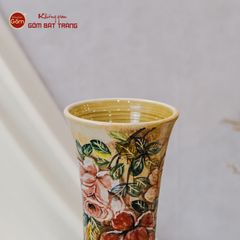 Lọ Hoa Vẽ Tay Vẽ Hoa Hồng Dáng Ống