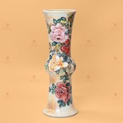 Lọ Hoa Vẽ Tay Vẽ Hoa Hồng Dáng Ống
