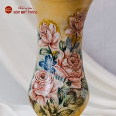 Lọ Huệ Vẽ Tay Mẫu Đơn Hồng