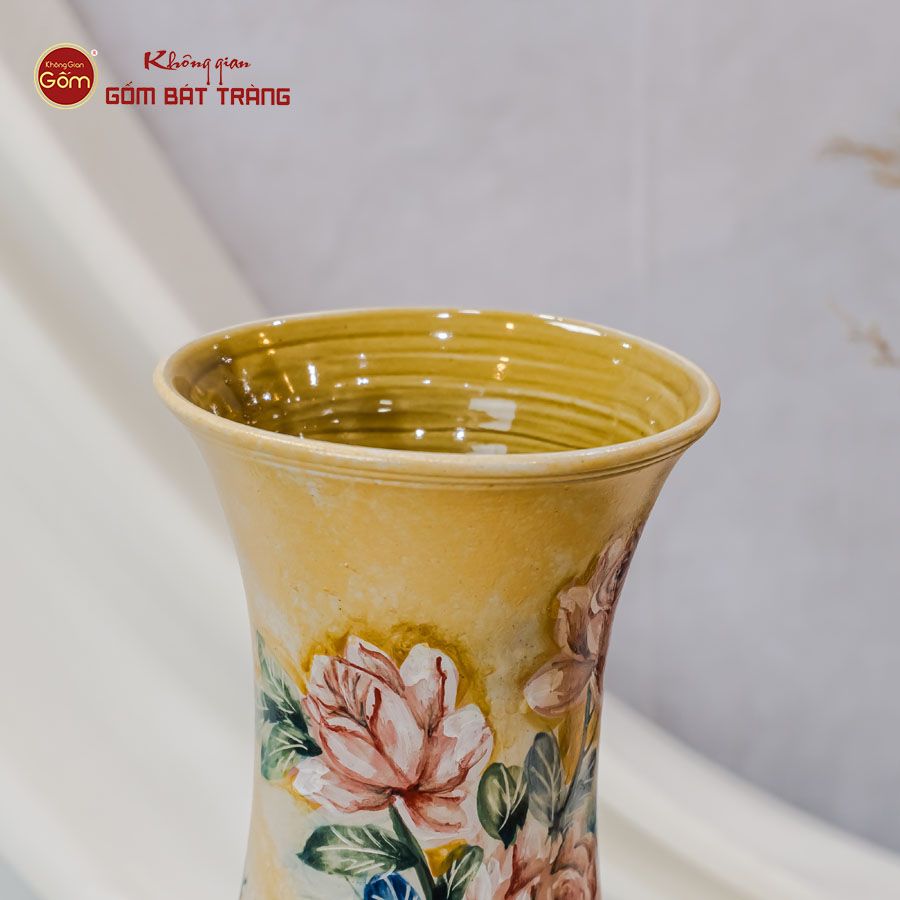 Lọ Huệ Vẽ Tay Mẫu Đơn Hồng