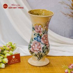 Lọ Huệ Vẽ Tay Mẫu Đơn Hồng
