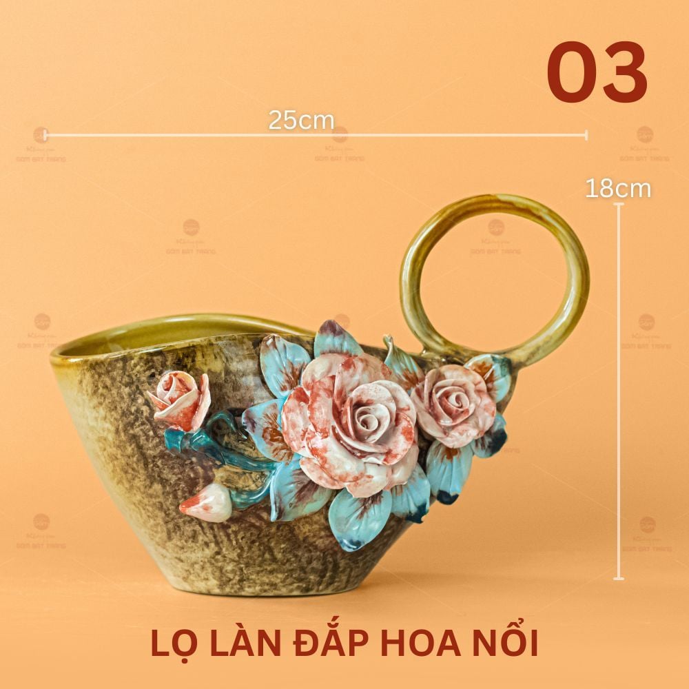 Lọ Làn Đắp Hoa Nổi