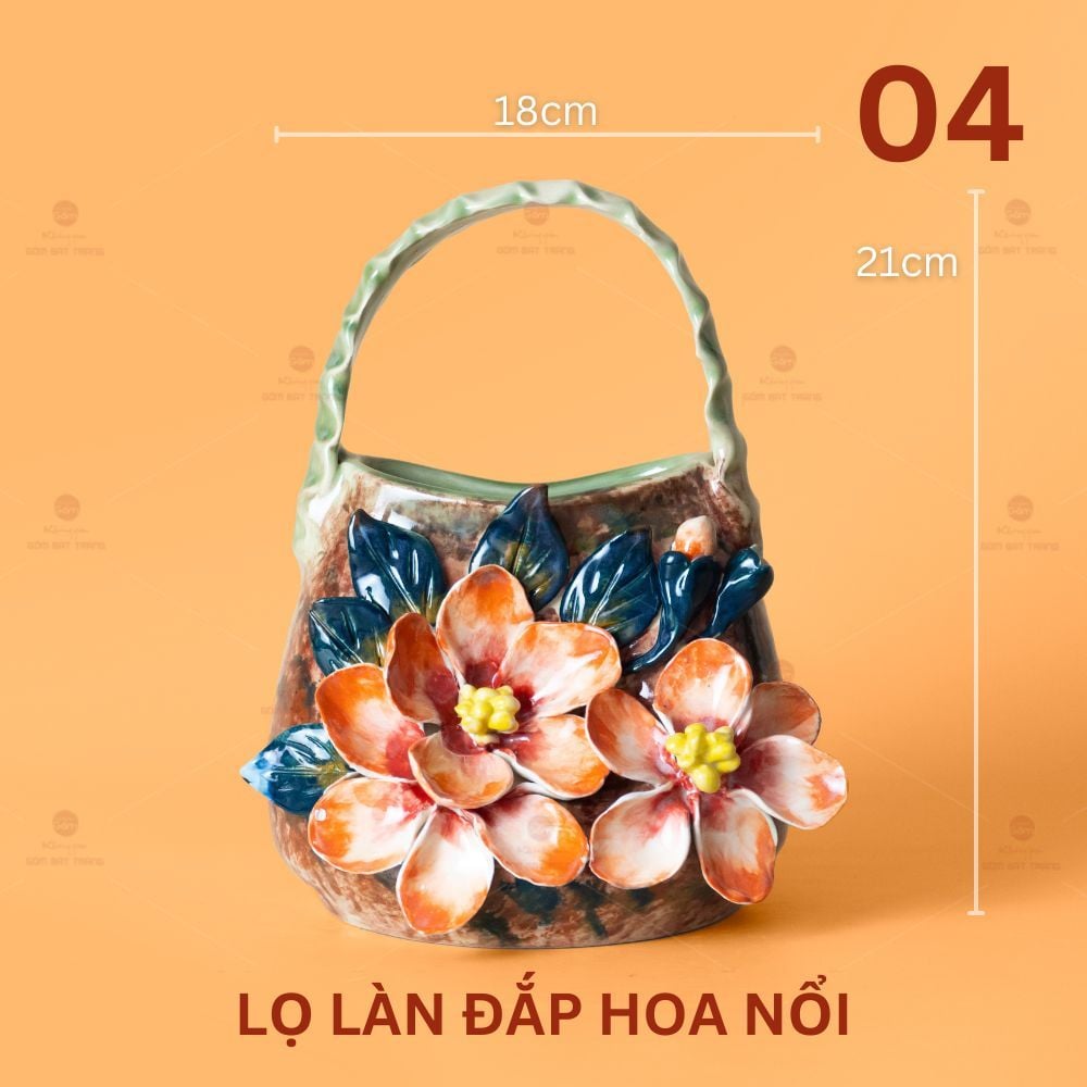 Lọ Làn Đắp Hoa Nổi