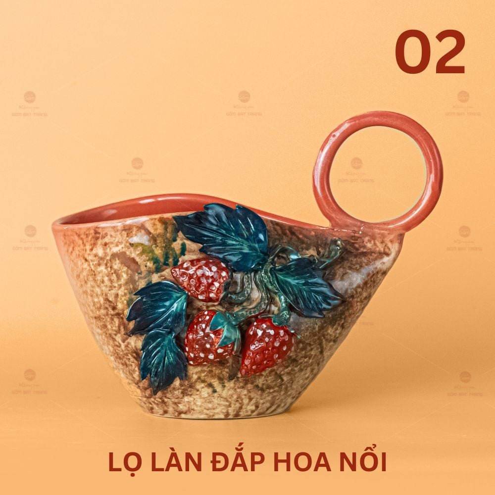 Lọ Làn Đắp Hoa Nổi