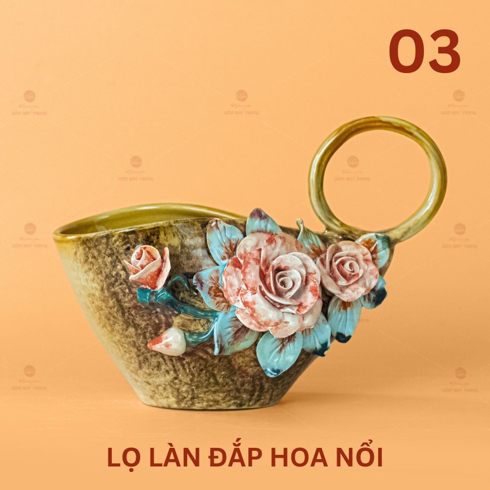 Lọ Làn Đắp Hoa Nổi