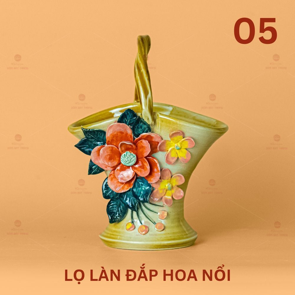 Lọ Làn Đắp Hoa Nổi
