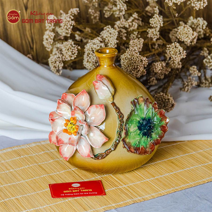 Lọ Hoa Túi Tiền Đắp Sen