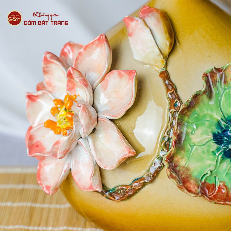 Lọ Hoa Túi Tiền Đắp Sen