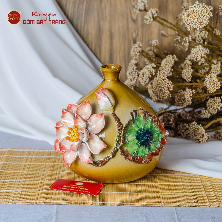 Lọ Hoa Túi Tiền Đắp Sen
