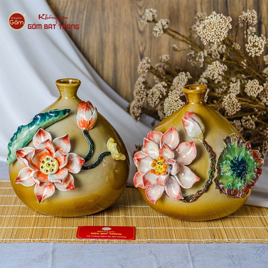 Lọ Hoa Túi Tiền Đắp Sen