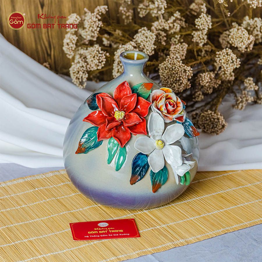 Lọ Hoa Túi Tiền Đắp Sen