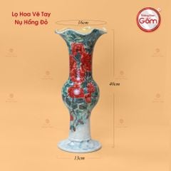 Lọ Hoa Vẽ Tay Nụ Hồng Đỏ
