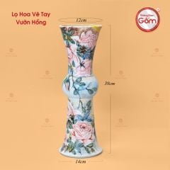 Lọ Hoa Vẽ Tay Vườn Hồng