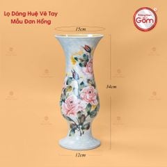 Lọ Dáng Huệ Vẽ Tay Mẫu Đơn Hồng