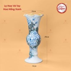 Lọ Hoa Vẽ Tay Hoa Hồng Xanh