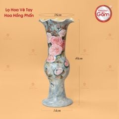 Lọ Hoa Vẽ Tay Hoa Hồng Phấn