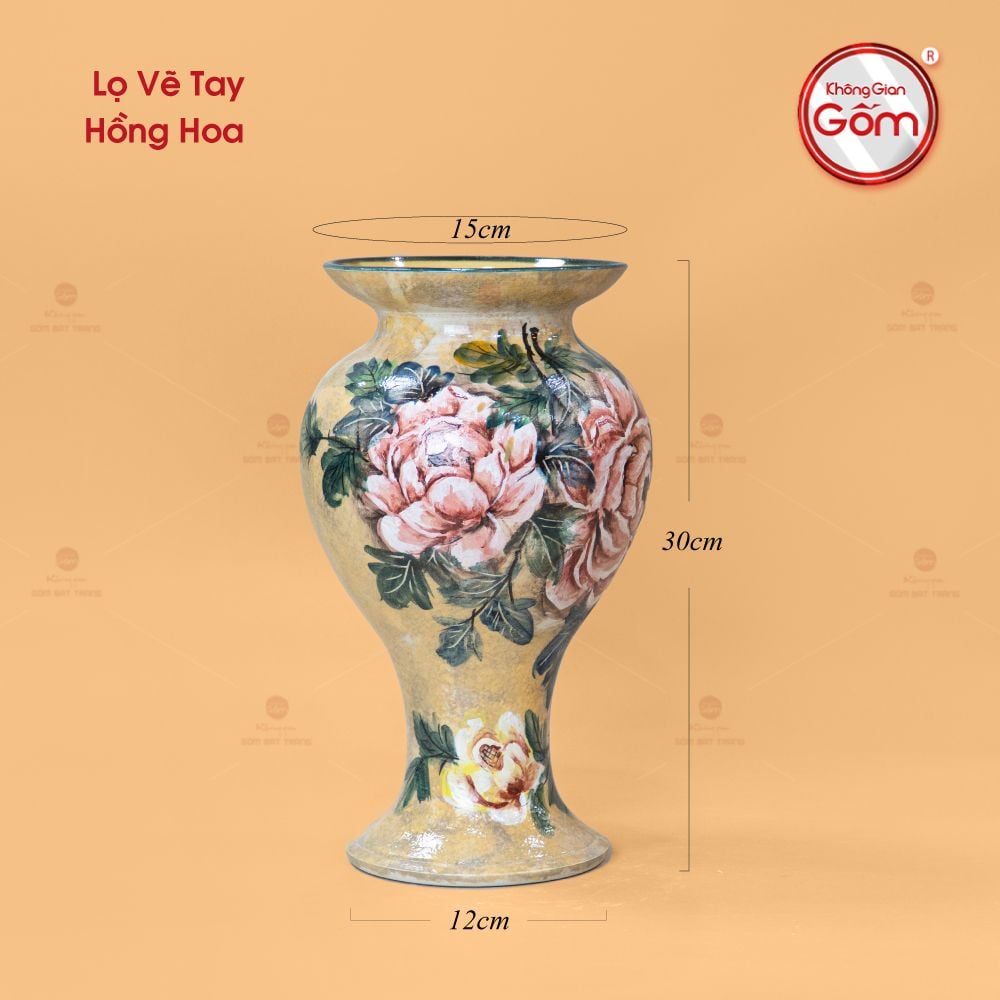 Lọ Vẽ Tay Hồng Hoa