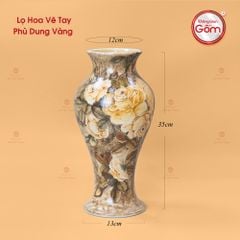 Lọ Hoa Vẽ Tay Phù Dung Vàng
