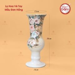 Lọ Hoa Vẽ Tay Mẫu Đơn Hồng