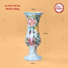 Lọ Hoa Vẽ Tay Nhành Hồng