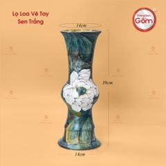 Lọ Loa Vẽ Tay Sen Trắng