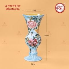 Lọ Hoa Vẽ Tay Mẫu Đơn Đỏ