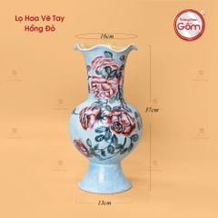 Lọ Hoa Vẽ Tay Hồng Đỏ