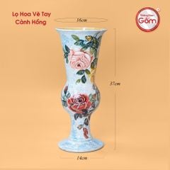 Lọ Hoa Vẽ Tay Cành Hồng