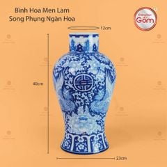 Bình Hoa Men Lam Song Phụng Ngàn Hoa Phú Quý
