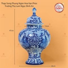 Thạp Song Phụng Ngàn Hoa Vạn Phúc Trường Thọ Lam Ngọc Bình An