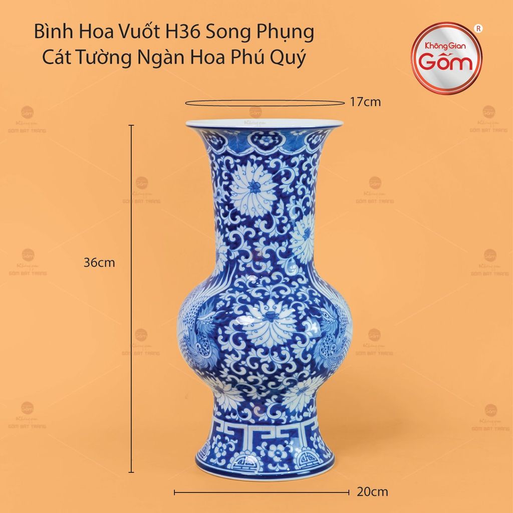 Bình Hoa Vuốt Song Phụng Cát Tường Ngàn Hoa Phú Quý