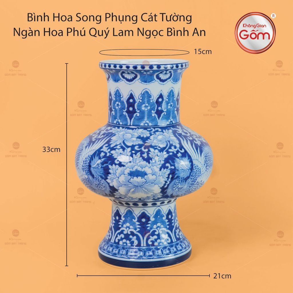 Bình Hoa Song Phụng Cát Tường Ngàn Hoa Phú Quý Lam Ngọc Bình An