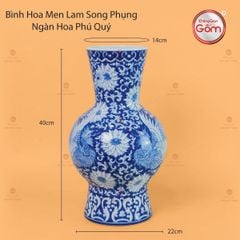 Bình Hoa Men Lam Song Phụng Ngàn Hoa Phú Quý 2