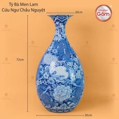 Tỳ Bà Cửu Ngư Chầu Nguyệt Lam Ngọc Bình An