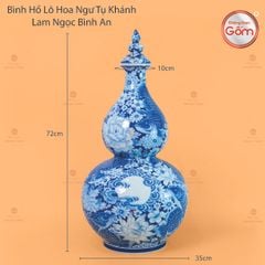 Bình Hồ Lô Hoa Ngư Tụ Khánh Lam Ngọc Bình An 1