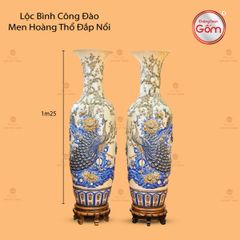 Lộc Bình Công Đào Men Hoàng Thổ Đắp Nổi