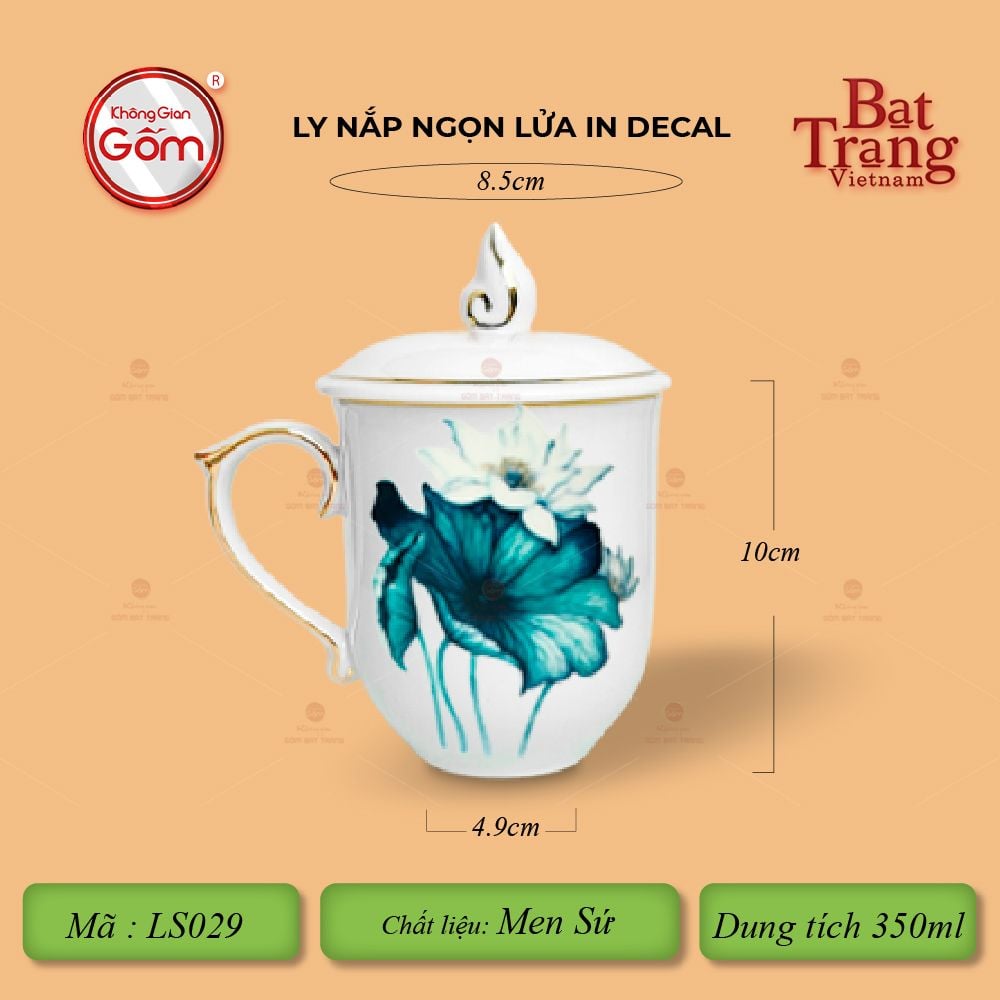 Ly Nắp Ngọn Lửa In Decal