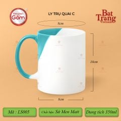 Ly Trụ Quai C Hai Màu Men Nhám