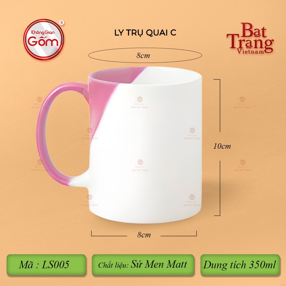 Ly Trụ Quai C Hai Màu Men Nhám
