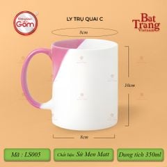 Ly Trụ Quai C Hai Màu Men Nhám