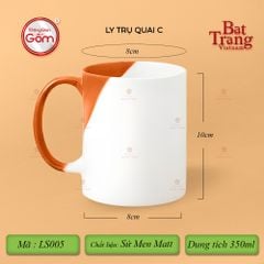 Ly Trụ Quai C Hai Màu Men Nhám