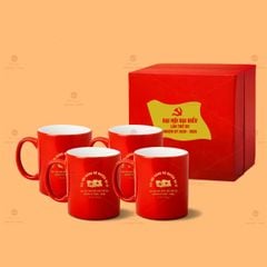 Bộ Ly Trụ Quai C Men Đỏ